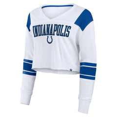 Women's Stretch Cropped Fashion Long Sleeve T-Shirt - Indianapolis Colts