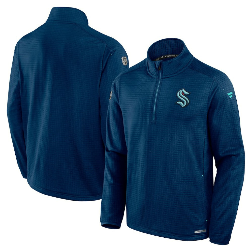NHL Navy Seattle Kraken Fanatics Authentic Pro Rink Quarter-Zip Jacket