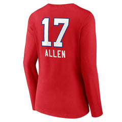 Josh Allen Women's Team Wordmark Player Name & Number Long Sleeve V-Neck T-Shirt - Buffalo Bills