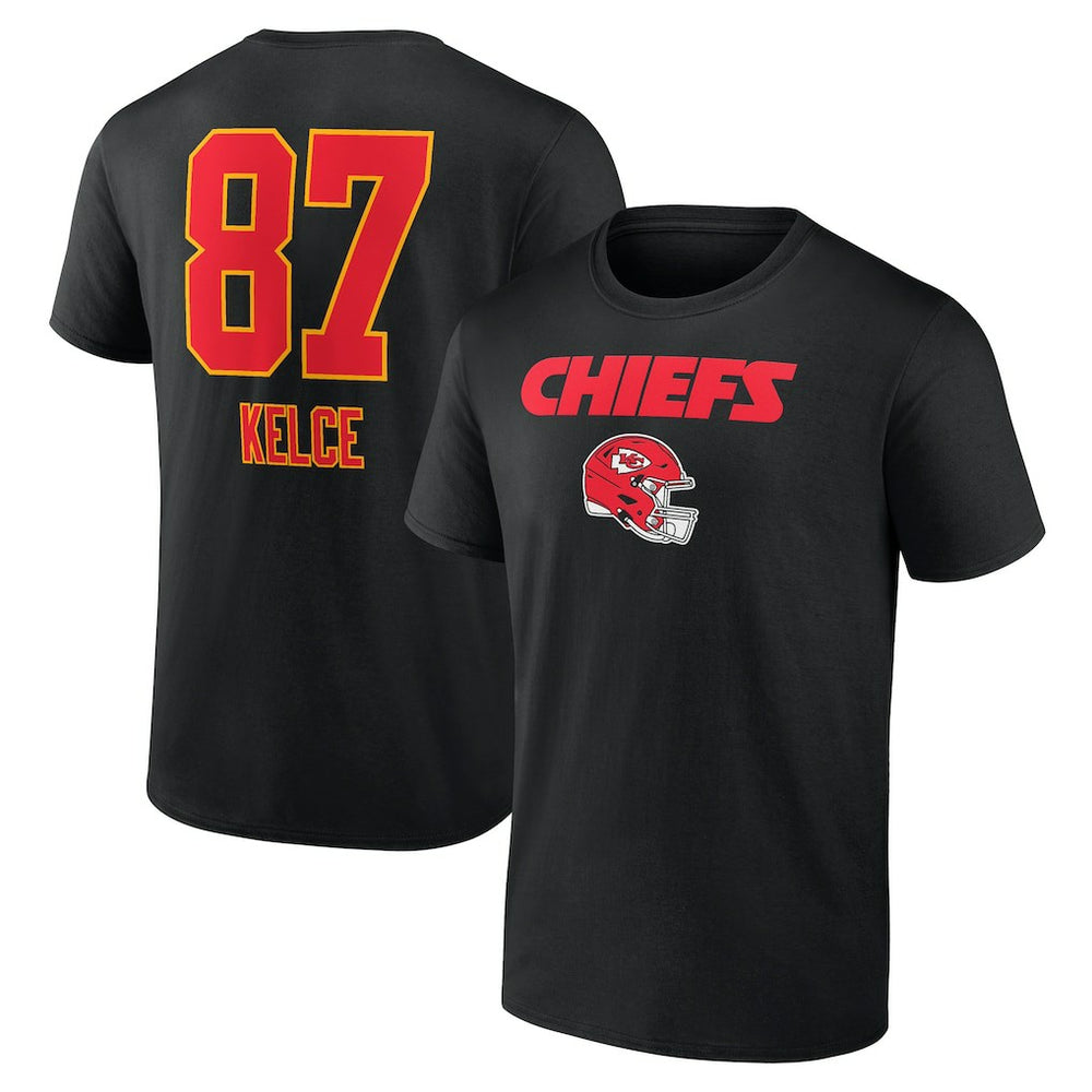 Travis Kelce Team Wordmark Player Name & Number T-Shirt - Kansas City Chiefs