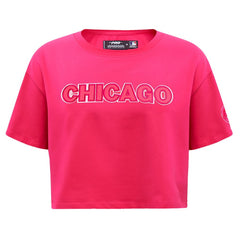 MLB Chicago Cubs Pro Standard Women's Triple Pink Boxy Cropped T-Shirt