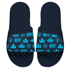 Manchester City ISlide Youth Glyph Pattern Slide Sandals - Navy