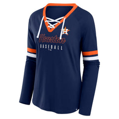 MLB Houston Astros Fanatics Women's Won & Done Raglan Lace-Up Long Sleeve T-Shirt