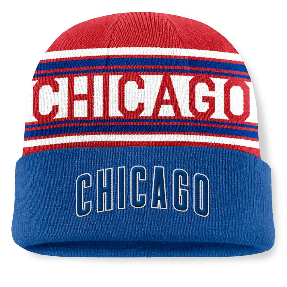 MLB Chicago Cubs Fanatics Fundamental Team Stripe Cuffed Knit Hat