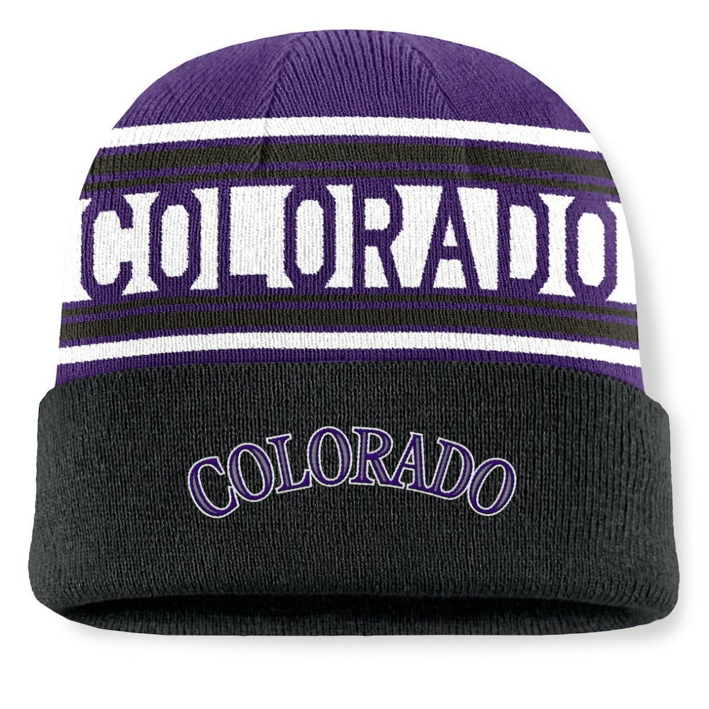 MLB Colorado Rockies Fanatics Fundamental Team Stripe Cuffed Knit Hat