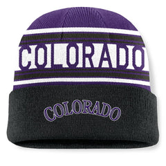 MLB Colorado Rockies Fanatics Fundamental Team Stripe Cuffed Knit Hat