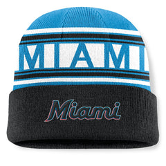MLB Miami Marlins Fanatics Fundamental Team Stripe Cuffed Knit Hat
