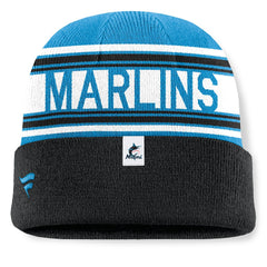 MLB Miami Marlins Fanatics Fundamental Team Stripe Cuffed Knit Hat