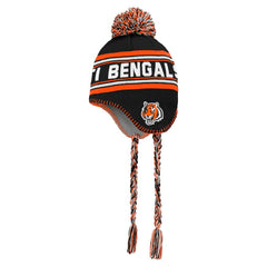 Youth Jacquard Tassel Knit Hat with Pom - Cincinnati Bengals