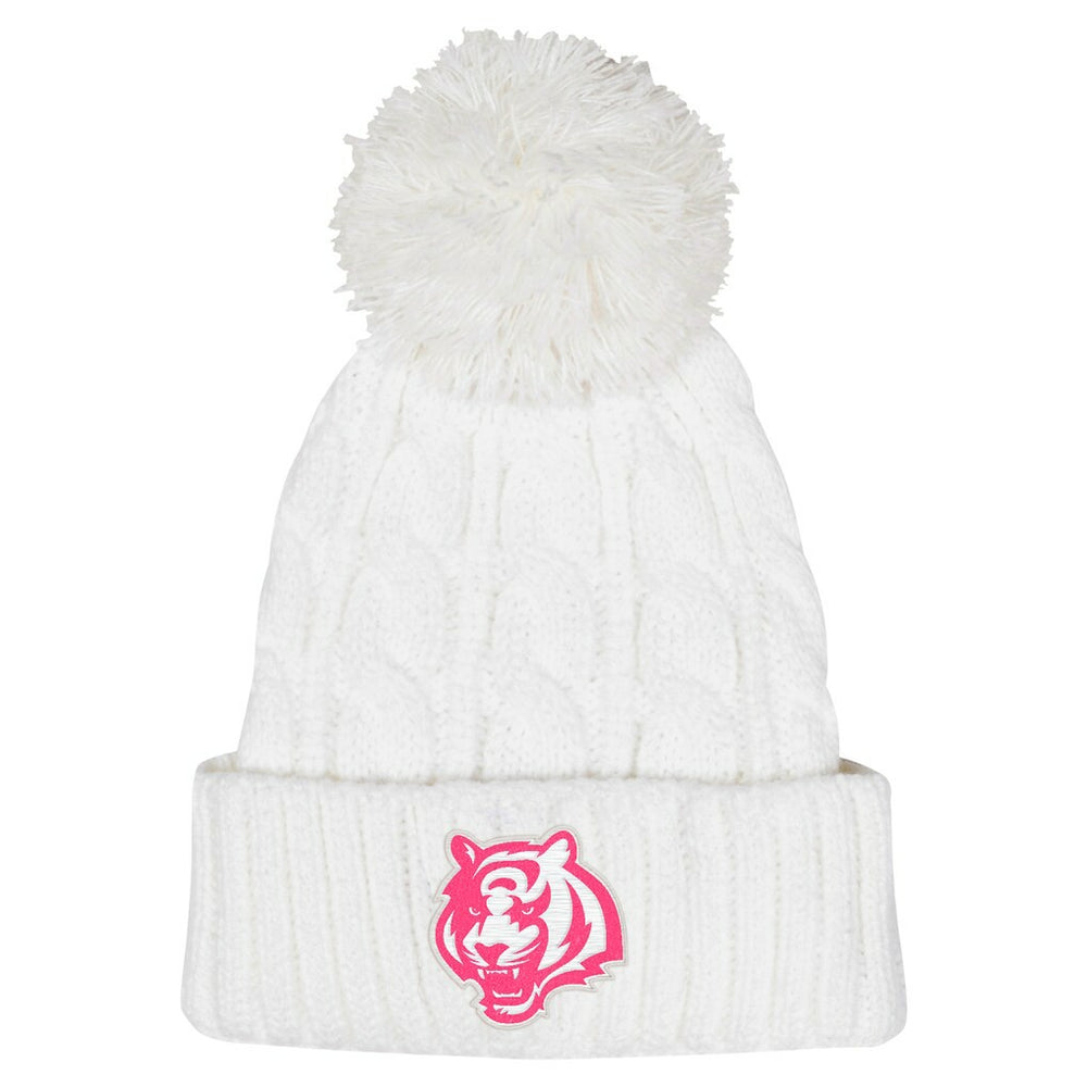 Girls Youth Cable Cuffed Knit Hat with Pom - Cincinnati Bengals
