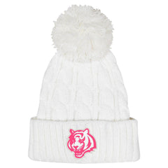 Girls Youth Cable Cuffed Knit Hat with Pom - Cincinnati Bengals