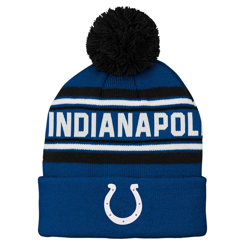 Preschool Jacquard Cuffed Knit Hat with Pom - Indianapolis Colts