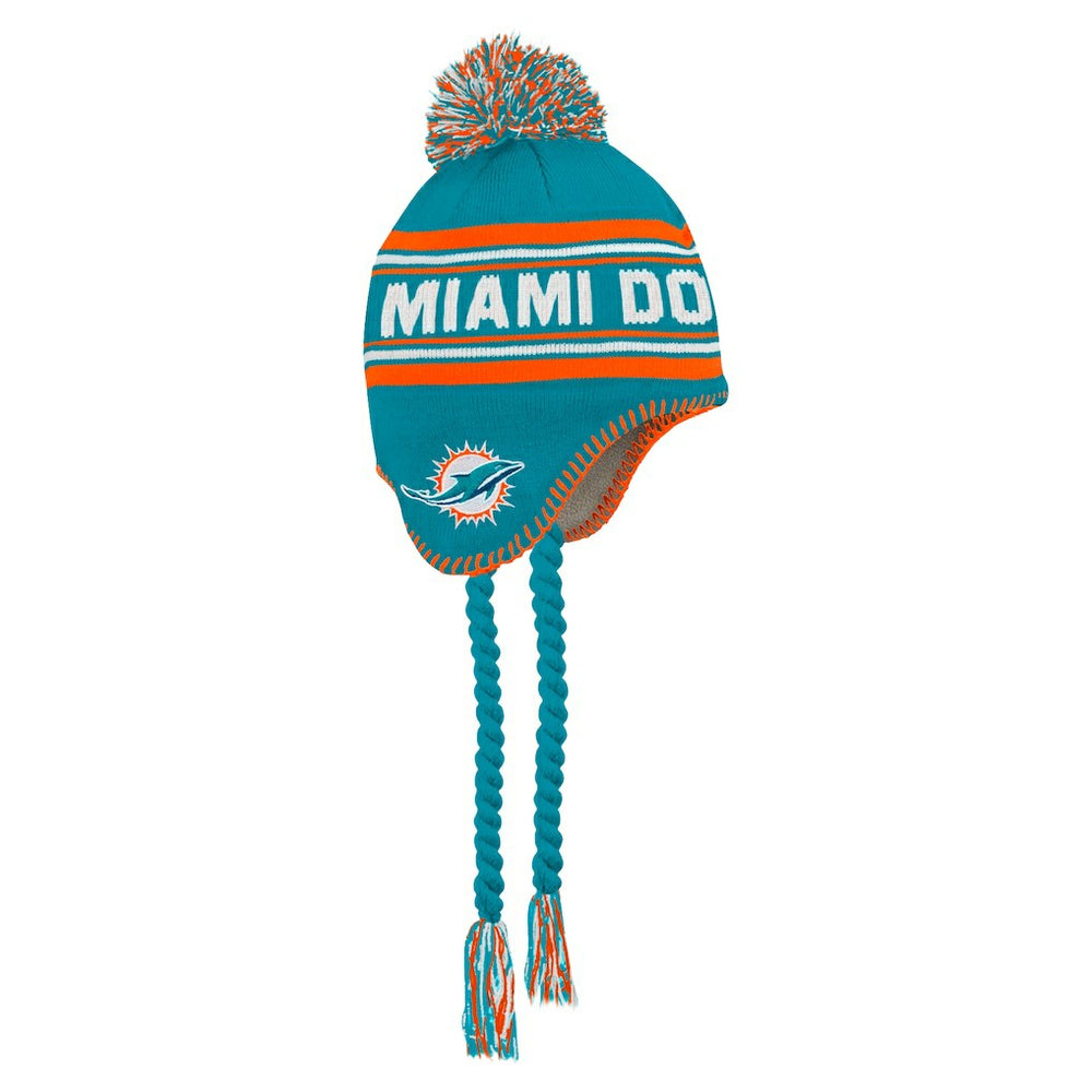 Preschool Jacquard Tassel Knit Hat with Pom - Miami Dolphins