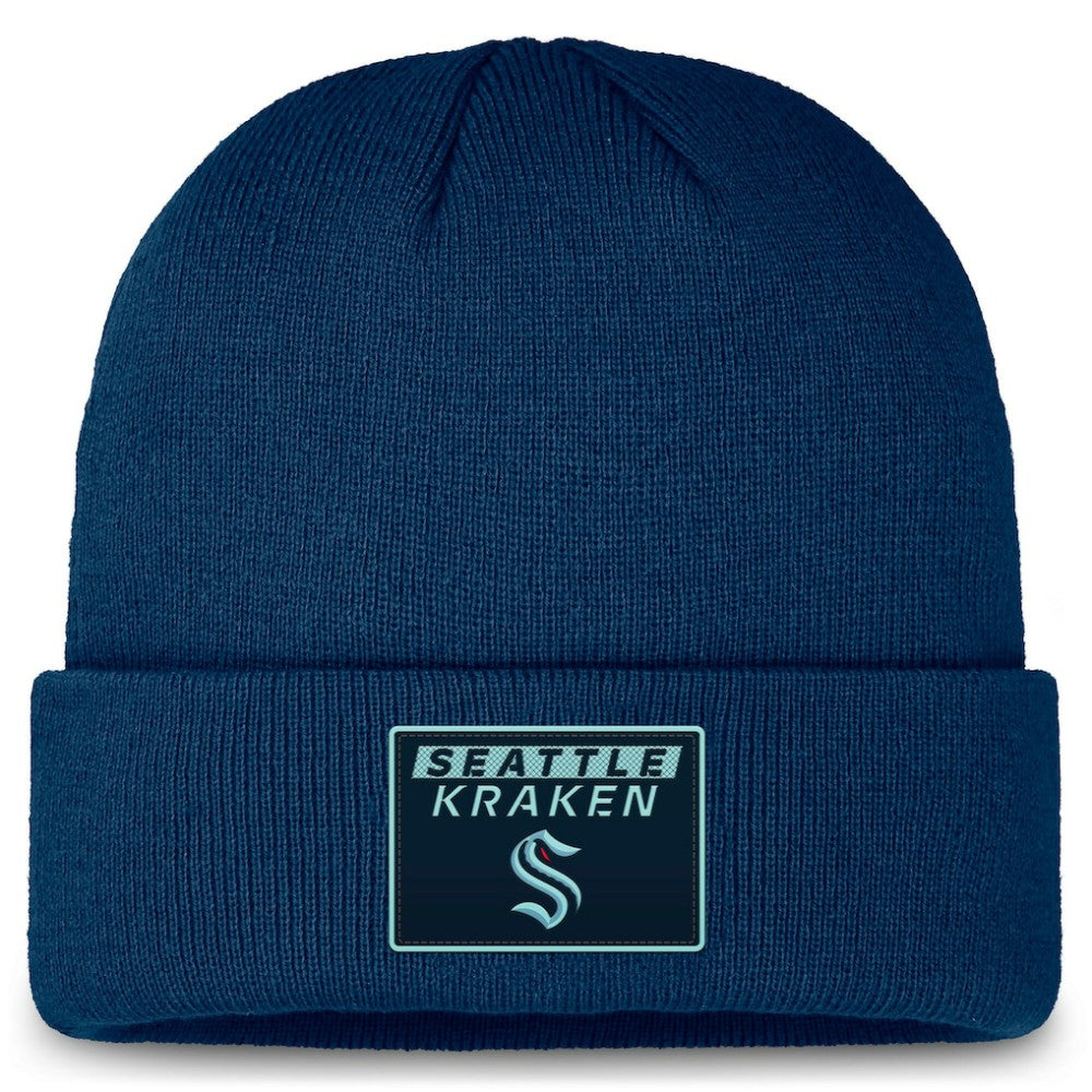 NHL Deep Sea Blue Seattle Kraken Fanatics Authentic Pro Cuffed Knit Hat