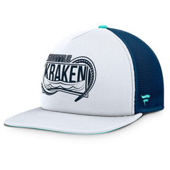 NHL White/Deep Sea Blue Seattle Kraken Fanatics Authentic Pro Hometown Rink Foam Trucker Snapback Hat