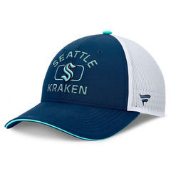NHL Deep Sea Blue/White Seattle Kraken Fanatics Authentic Pro Rink Trucker Hat