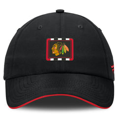 NHL Black/Red Chicago Blackhawks Fanatics Authentic Pro Ripstop Adjustable Hat