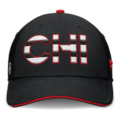 NHL Black/Red Chicago Blackhawks Fanatics Authentic Pro Rink Team Code Flex Hat