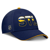 NHL Navy/Gold St. Louis Blues Fanatics Authentic Pro Rink Team Code Flex Hat