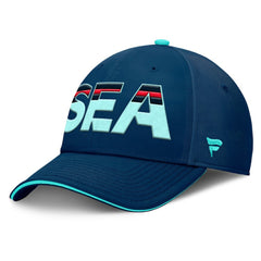 NHL Deep Sea Blue/Light Blue Seattle Kraken Fanatics Authentic Pro Rink Team Code Flex Hat