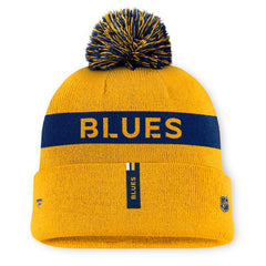 NHL Gold/Navy St. Louis Blues Fanatics Women's Authentic Pro Rink Cuffed Knit Hat with Pom
