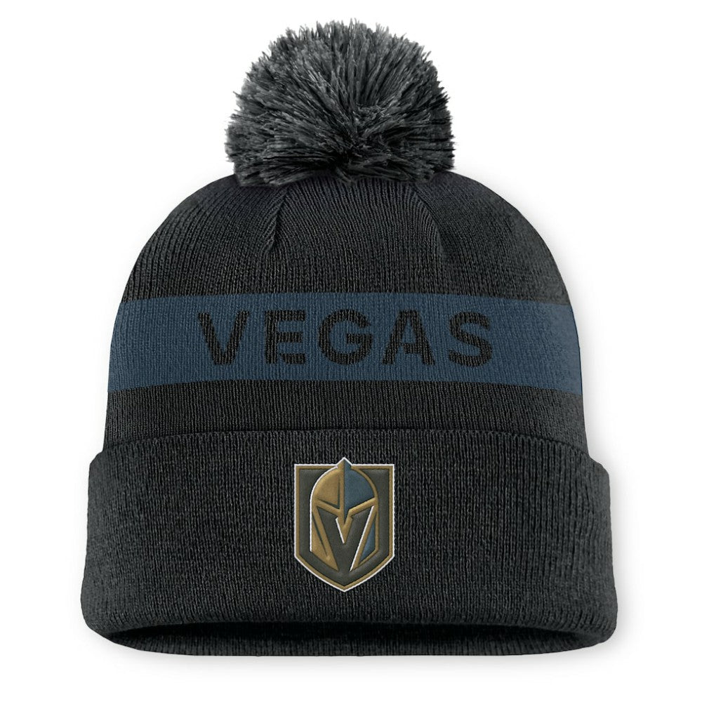 NHL Black/ Vegas Golden Knights Fanatics Women's Authentic Pro Rink Cuffed Knit Hat with Pom