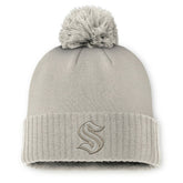 NHL Tan Seattle Kraken Fanatics Women's Authentic Pro Road Cuffed Knit Hat with Pom
