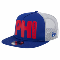 NBA Philadelphia 76ers Puff Print Team Code A-Frame 9FIFTY Trucker Snapback Hat