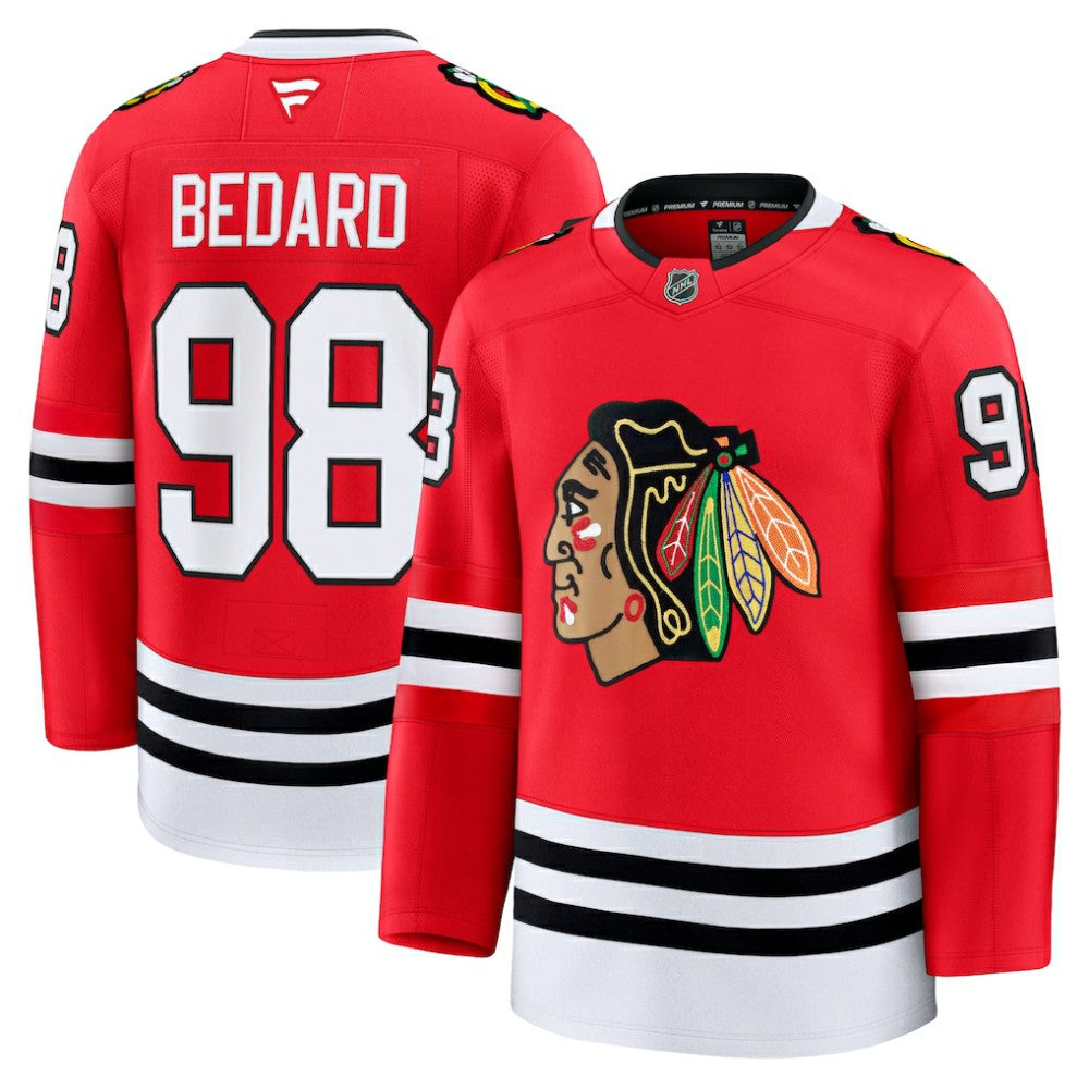 NHL Red Connor Bedard Chicago Blackhawks Fanatics Home Premium Jersey