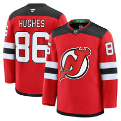 NHL Red Jack Hughes New Jersey Devils Fanatics Home Premium Jersey