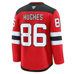 NHL Red Jack Hughes New Jersey Devils Fanatics Home Premium Jersey