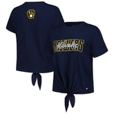 MLB Milwaukee Brewers The Wild Collective Women's Twist Front T-Shirt