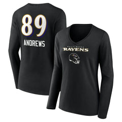 Mark Andrews Women's Team Wordmark Player Name & Number Long Sleeve V-Neck T-Shirt - Baltimore Ravens