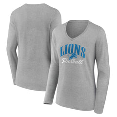 Women's Victory Script V-Neck Long Sleeve T-Shirt - Detroit Lions