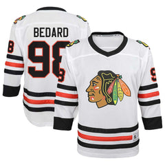 NHL White Connor Bedard Chicago Blackhawks Youth Away Replica Player Jersey