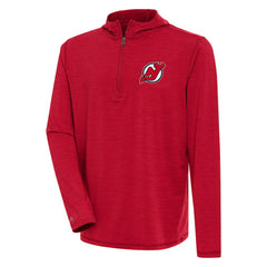NHL Heather Red New Jersey Devils Antigua Tidy Quarter-Zip Pullover Hoodie