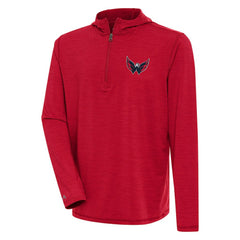 NHL Heather Red Washington Capitals Antigua Tidy Quarter-Zip Pullover Hoodie