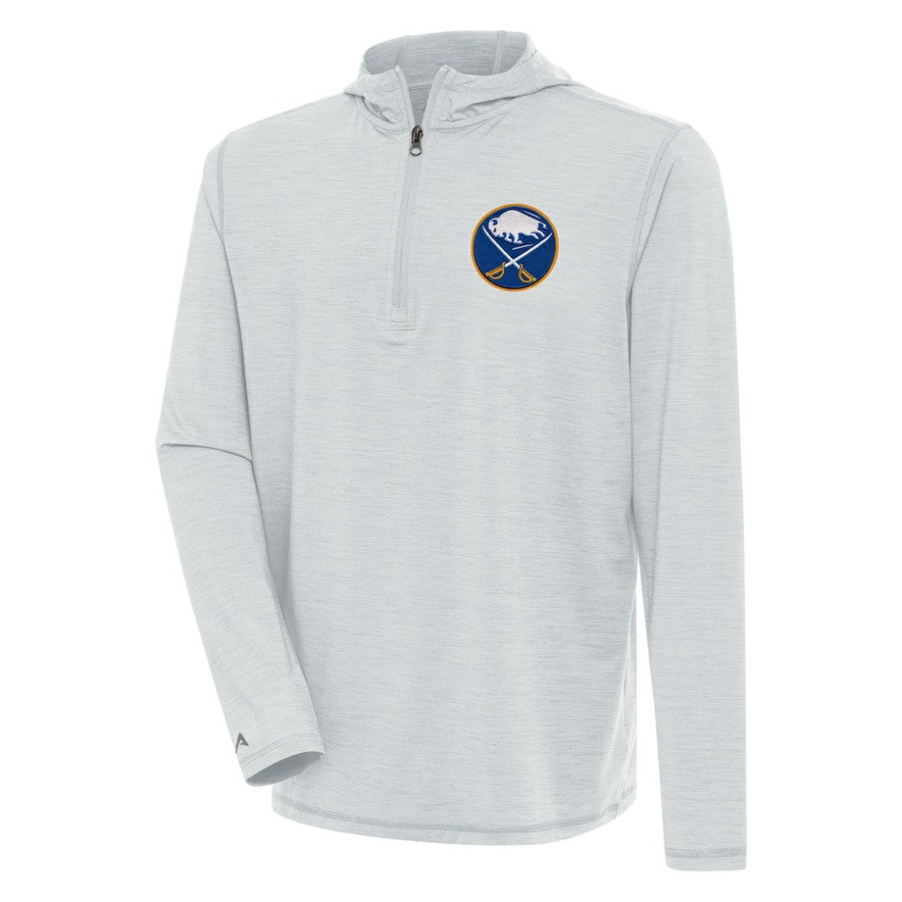 NHL Heather Gray Buffalo Sabres Antigua Tidy Quarter-Zip Pullover Hoodie
