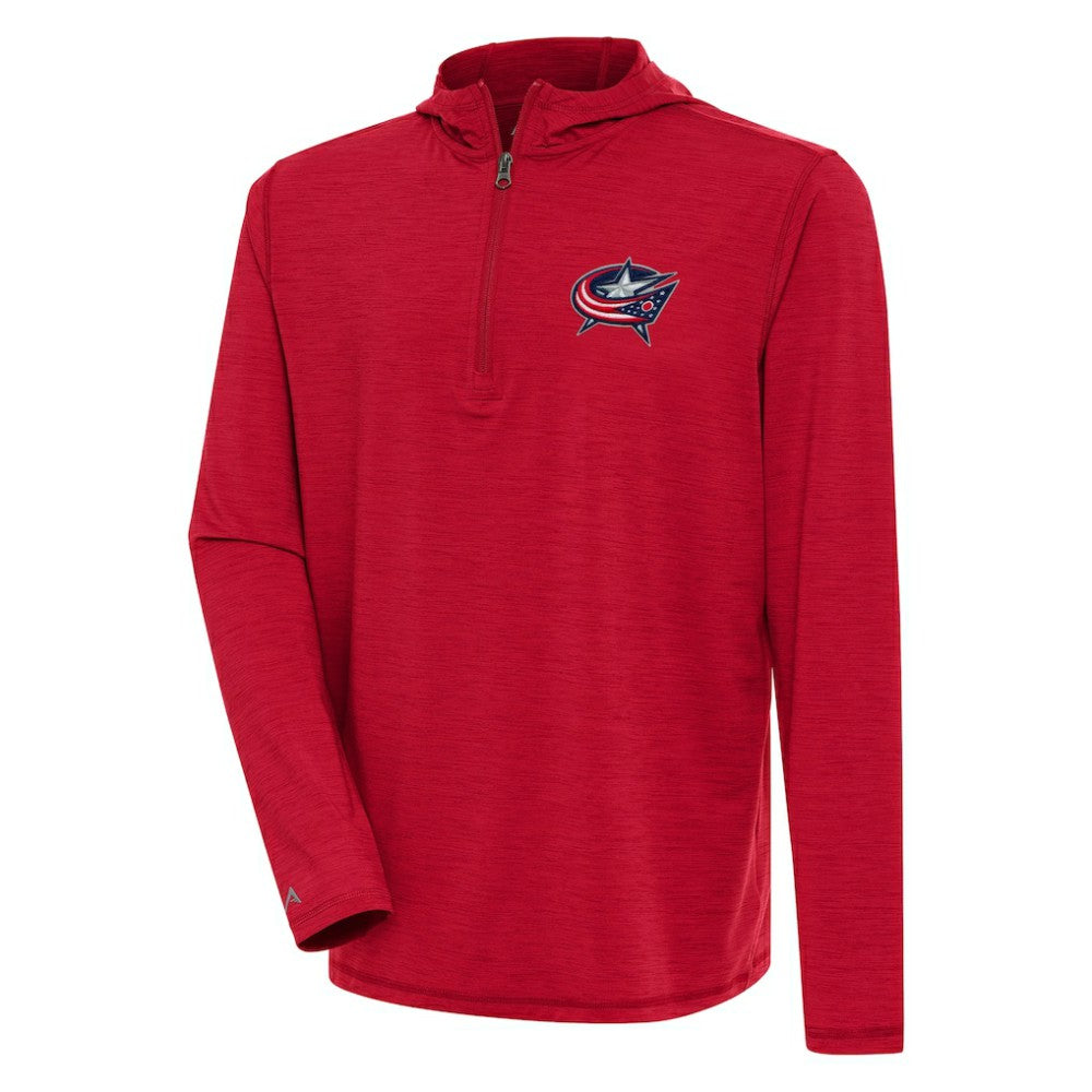 NHL Heather Red Columbus Blue Jackets Antigua Tidy Quarter-Zip Pullover Hoodie