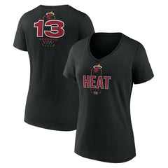 NBA Bam Adebayo Miami Heat Women's Behind The Back Name & Number V-Neck T-Shirt