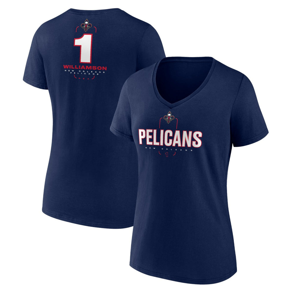 NBA Zion Williamson New Orleans Pelicans Women's Behind The Back Name & Number V-Neck T-Shirt