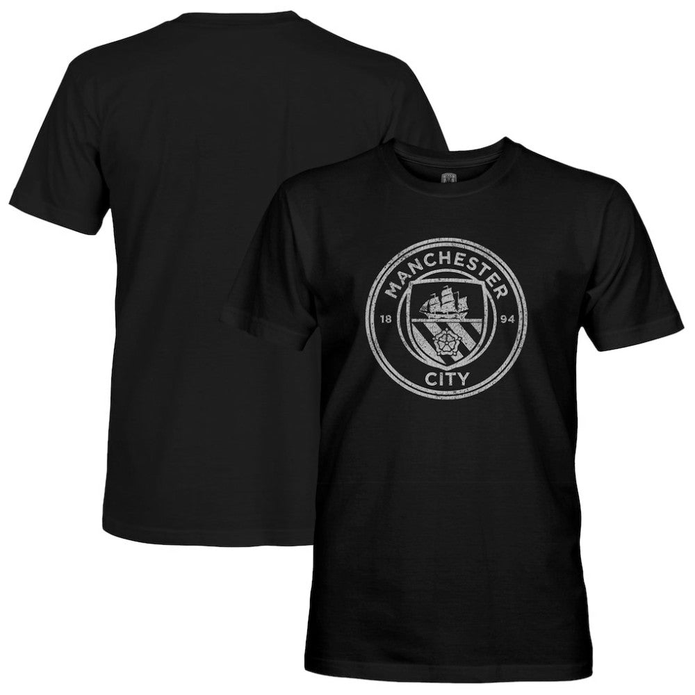 Manchester City 1863FC Mono Crest Slub T-Shirt - Black