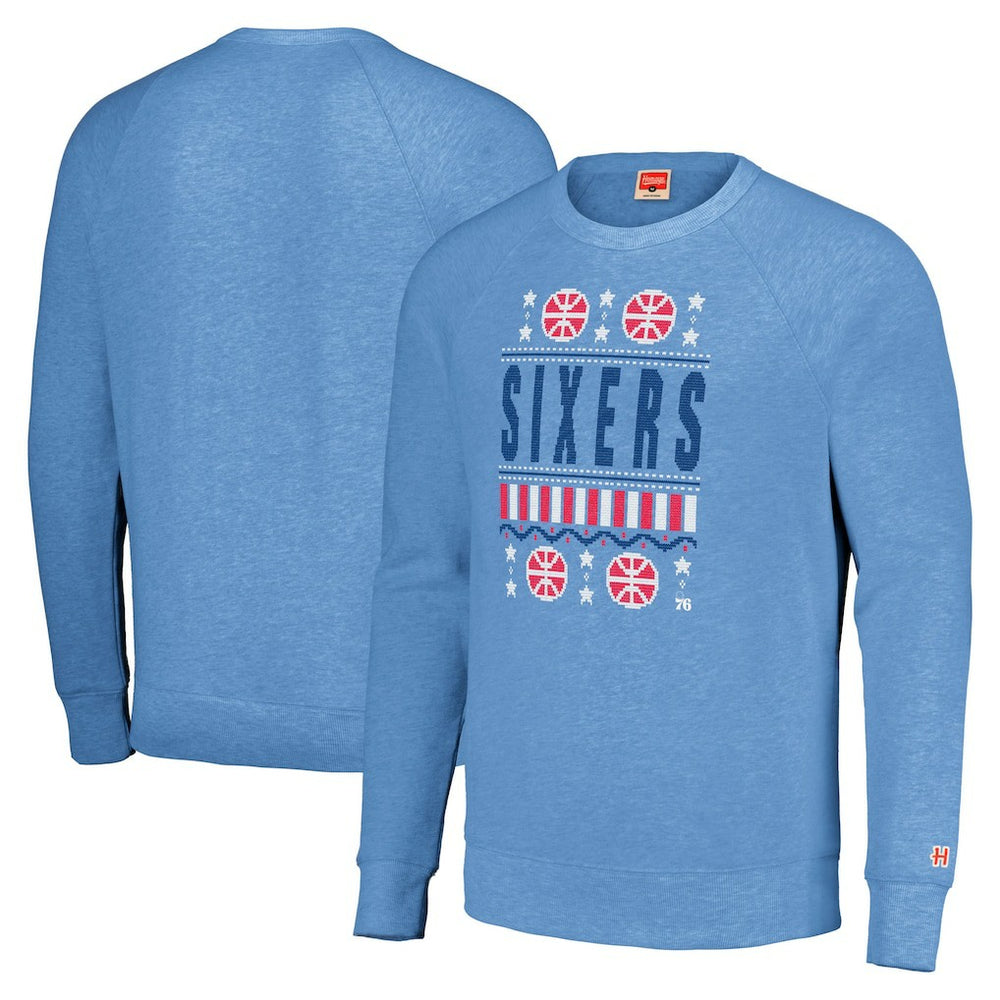 NBA Philadelphia 76ers Homage Unisex Holiday Raglan Pullover Sweatshirt
