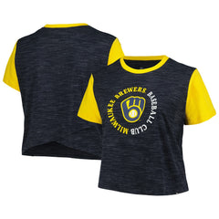 MLB Milwaukee Brewers New Era Women's Plus Size Crossover Back Cropped T-Shirt