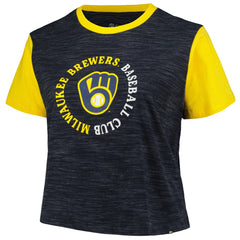 MLB Milwaukee Brewers New Era Women's Plus Size Crossover Back Cropped T-Shirt