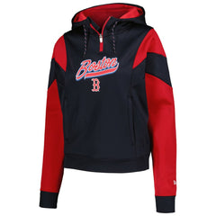 MLB Boston Red Sox New Era Women's Color Block Fleece Quarter-Zip Hoodie