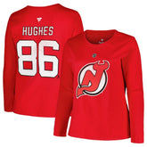 NHL Red New Jersey Devils Profile Women's Plus Size Distressed Printed Name & Number Long Sleeve T-Shirt