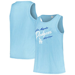 MLB Los Angeles Dodgers Soft as a Grape Women's Plus Size Curvy High Neck Tri-Blend Tank Top