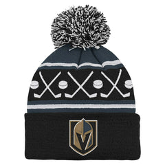 NHL Black Vegas Golden Knights Preschool Faceoff Cuffed Knit Hat with Pom