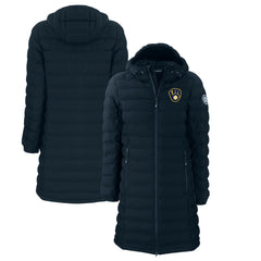 MLB Milwaukee Brewers Cutter & Buck Women's Mission Ridge Repreve Eco Insulated Full-Zip Long Puffer Jacket